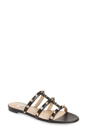 Valentino Garavani Rockstud Slide Sandal in 0No Nero at Nordstrom, Size 10.5Us