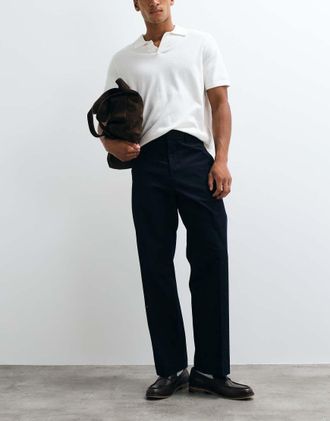 Arket pantaloni cropped a gamba larga sartoriali navy-blu navy