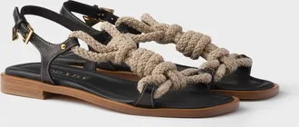 Prada Flat leather and cord sandals