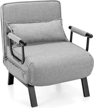 Costway Costway - Sofá Cama Convertible, Silla de Dormir Individual Tri-Fold con Respaldo Ajustable de 6 Posiciones, Cojín Desmontable y Asiento Tapizado