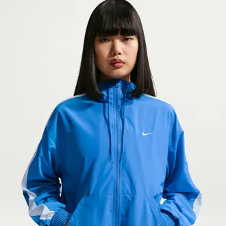Nike Womens Nike Sportswear Classic Wovens Loose UV Hooded Jacket in Pink | FV6298-663