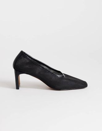 Topshop Abbigail - D&eacute;collet&eacute; con tacco in rete nere-Nero