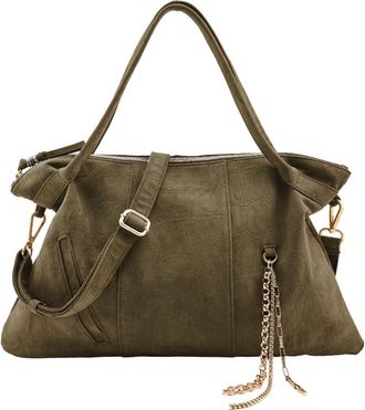 Fredsbruder FREDsBRUDER Velvet Wild Leather Shoulder Bag Khaki Olive Green