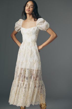 Helsi Corinne Puff-Sleeve Lace Maxi Dress