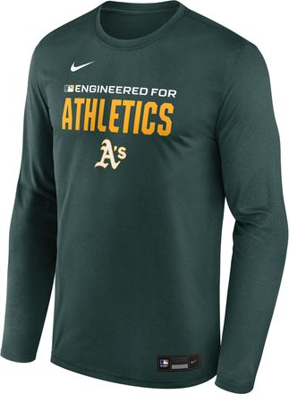 Nike Athletics Authentic Collection Team Issue Nike Mens Dri-FIT MLB Long-Sleeve T-Shirt in Green | 02TJ3EYFZ-JE6