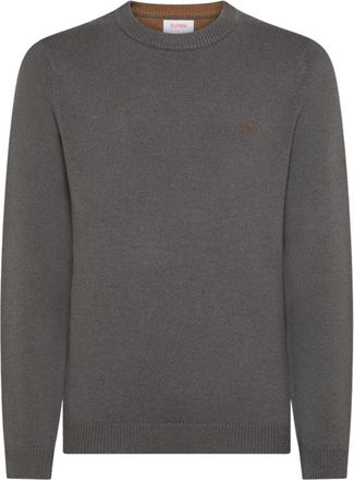 Sun 68 Grijze Trui met Cashmere Mix - Heren - Ronde hals truien - Grijs - L - Wol - Truien & Vesten