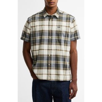Barbour Grassbeach Plaid Short Sleeve Cotton Button-Up Shirt in Whisper White at Nordstrom, Size Small
