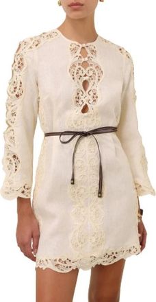 Zimmermann Broderie Tunique Jurk Su&egrave;de Details Cr&egrave;me - Dames - Korte kleedjes - Beige - XS - Su&egrave;de - Kleedjes