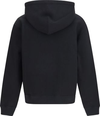 Jil Sander Mens Cotton Logo-Detail Hoodie Black Sweatshirts Sweater