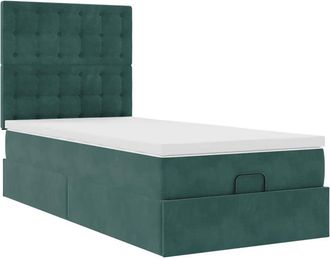 vidaXL Vidaxl - Estructura De Cama Otomana Colchones Terciopelo Verde Oscuro