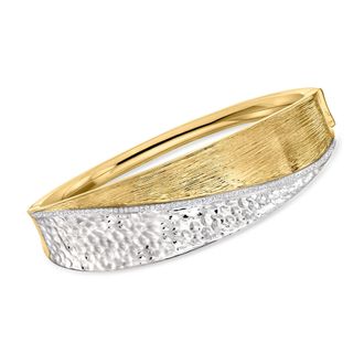 Ross-Simons Diamond Bangle Bracelet in Sterling Silver and 18kt Gold Over Sterling