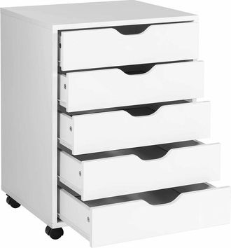 Costway Cajonera con 5 Cajones Organizador Mueble con Cajones para Documentos con Ruedas - Costway