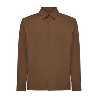 Fendi Shirt Wool Gabardine - male - Fendi - Casual Shirts - Brown - M - Shirts