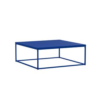 Oviala Mesa de centro cuadrada moderna L90 cm azul oscuro