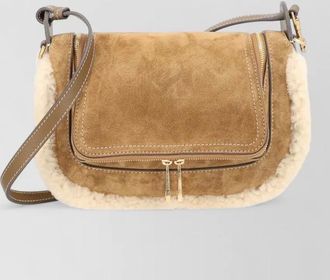 Anya Hindmarch vere shearling crossbody bag suede strap