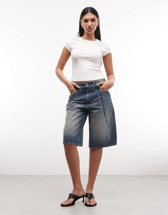 Abrand Abrand - 95 - Jorts super ampi blu medio slavato con cintura