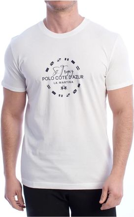 La Martina T-shirt met korte mouwen met St. Tropez Polo Design - Heren - T-shirts - Wit - S - Katoen - Tops