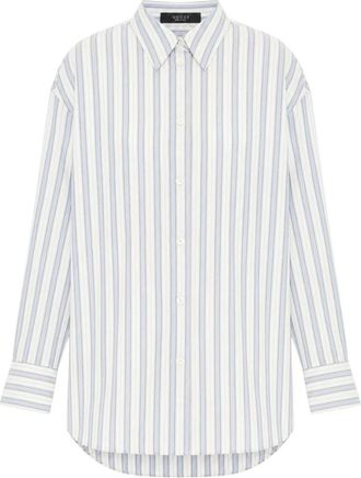 Gucci Geborduurde Zijde Oversized Shirt - Dames - Overhemden - Blauw - S - Overhemden