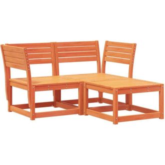 vidaXL Juego De Sof&aacute;s De Jard&iacute;n 3 Pzas Madera Maciza Pino Marr&oacute;n Cera Vidaxl
