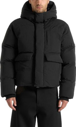 Mani&egrave;re De Voir Casey Unisex Minimal Raglan Puffer Jacket in Black at Nordstrom, Size X-Small