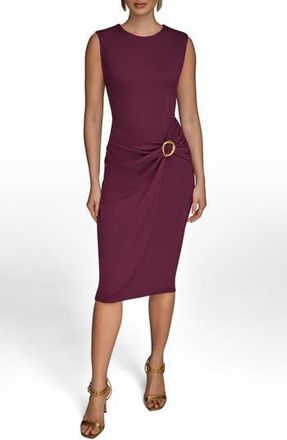 DKNY Side Buckle Detail Sheath Midi Dress in Prune at Nordstrom Rack, Size 10