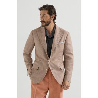Brunello Cucinelli Chevron deconstructed blazer in Apricot at Nordstrom, Size 44 It