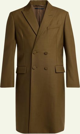 Tom Ford Mens High-Twist Twill Double-Breasted Overcoat