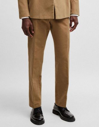 HUGO BOSS Mens C-Peter Relaxed-Fit Trousers - Cream - Size: 30