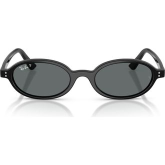 Ray-Ban 48mm Polarized Oval Sunglasses in Black /Dark Grey Polar at Nordstrom