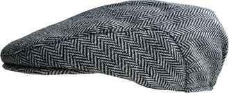 Hawkins Mens Flat Cap Herringbone Tweed Satin Quilted Lining Warm Wool Blend Classic Stylish Timeless Winter Hat (UK, Alpha, XL, Black)