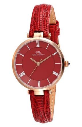 Porsamo Bleu Bellevue Leather Strap Watch, 32mm in Bordeau Rose Tone at Nordstrom Rack