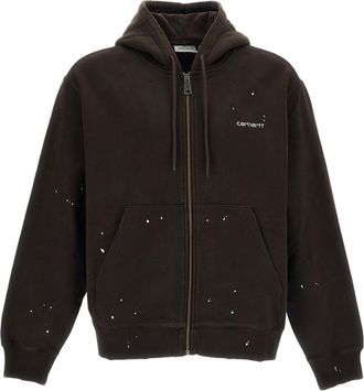 Carhartt Work in Progress Brown Distressed Cotton Hoodie