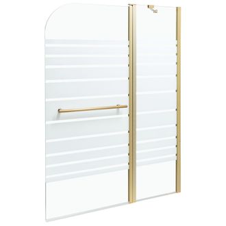 Beliani Mampara De Ba&ntilde;o Minimalista Con Puerta De Vidrio Templado Dorado 140 X 120 Cm Tuapi