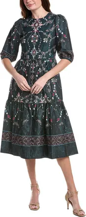 Marchesa Printed Poplin Midi Dress