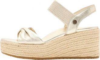 Vionic Womens Darla Espadrille Wedge Sandal In Gold Leather