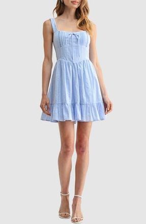 Lush Pintuck Square Neck Minidress in Periwinkle at Nordstrom Rack, Size X-Small