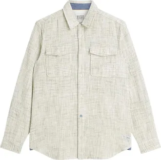 Scotch & Soda Overhemden, Heren, Beige, M, Katoen, Relaxed Fit Gestructureerde Overshirt