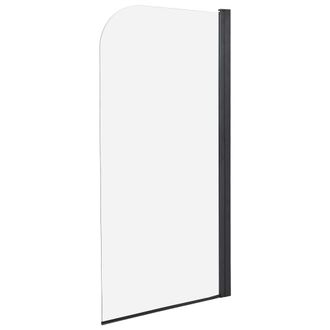 Beliani Mampara De Ducha Minimalista De Vidrio Templado Transparente Ajustable Negro 140 X 80 Cm Lapan