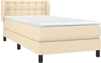vidaXL Cama Box Spring Con Colch&oacute;n Tela Color Crema 100x200 Cm Vidaxl
