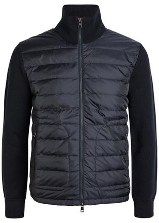 Moncler Quilted Knit and Nylon Jacket - Navy - M