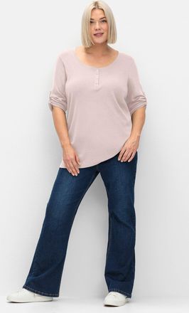 Sheego 3/4-Arm-Shirt SHEEGO 3/4-Arm-Shirt, Damen, Gr. 44/46, hellros&eacute;, 100% Baumwolle, unifarben, Rundhals, Shirts 3/4-Arm-Shirt