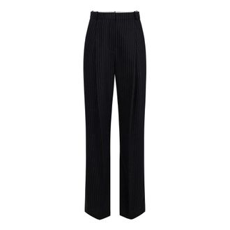 Elisabetta Franchi Palazzo-broek met krijtstreep - Dames - Broeken - Zwart - Maat: S Zijde