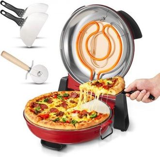OEM Horno De Pizza El&eacute;ctrico De 1200 W, Con Piedra De Cordierita, Control De Temperatura 5 Niveles, Ventana De Visualizaci&oacute;n Para Una Cocci&oacute;n Precisa, Has