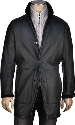 Hettabretz Leather Lightly-Lined Shearling Overcoat