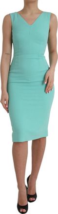 Dolce & Gabbana Green Viscose Sleeveless Sheath Midi Womens Dress (Pre-Owned)