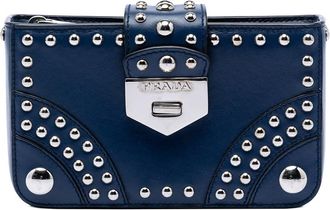 Prada Pre-owned Prada City Calfskin Studded Elektra Turn Lock Clutch Ladies 9SO97V2COF4DRMQB