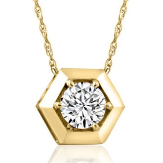 Pompeii3 14k Yellow Gold 1/2ct Lab Grown Diamond Solitaire Geometric Pendant Necklace