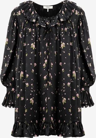 Chlo&eacute; Gebl&uuml;mtes Minikleid aus Seidencharmeuse with gathers