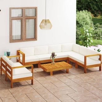 vidaXL Vidaxl - Conjunto De Jard&iacute;n 8 Piezas Con Cojines 100x60 Cm Madera De Acacia