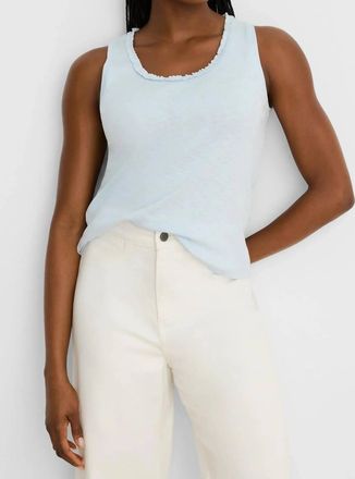 Nic+Zoe Ruffle Neck Cotton Slub Layer Tank Top In Crystal